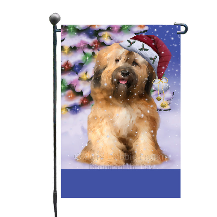 Personalized Winterland Wonderland Tibetan Terrier Dog In Christmas Holiday Scenic Background Custom Garden Flags GFLG-DOTD-A61424