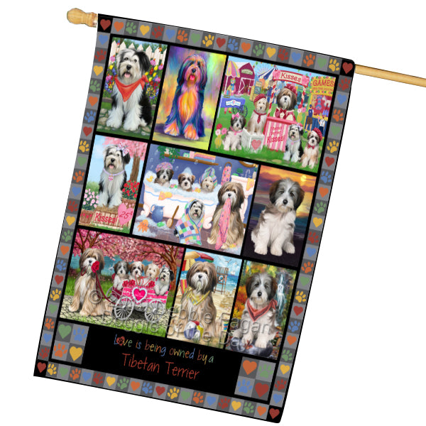 Love is Being Owned Tibetan Terrier Dog Grey House Flag FLG65545