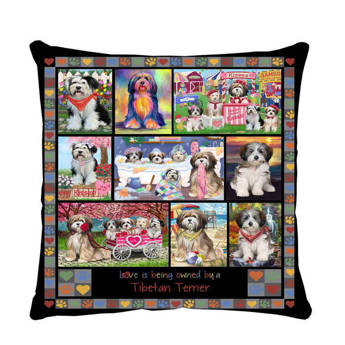 Love is Being Owned Tibetan Terrier Dog Grey Pillow PIL85064