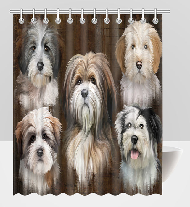 Rustic Tibetan Terrier Dogs Shower Curtain