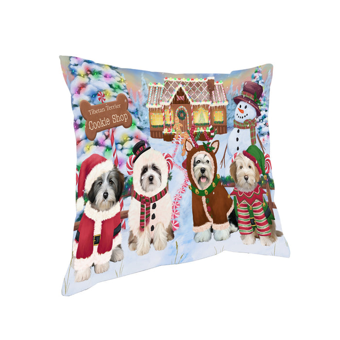 Holiday Gingerbread Cookie Shop Tibetan Terriers Dog Pillow PIL80796