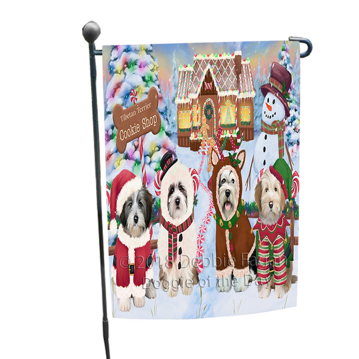 Holiday Gingerbread Cookie Shop Tibetan Terriers Dog Garden Flag GFLG57254