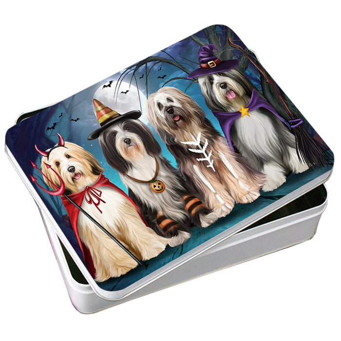 Happy Halloween Trick or Treat Tibetan Terrier Dog Photo Storage Tin PITN52589