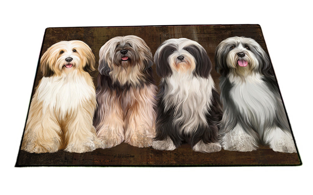 Rustic 4 Tibetan Terriers Dog Floormat FLMS54649