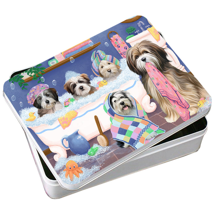 Rub A Dub Dogs In A Tub Tibetan Terriers Dog Photo Storage Tin PITN56772