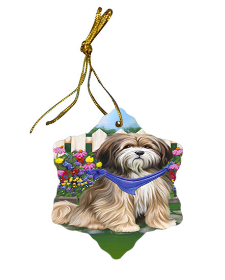 Spring Floral Tibetan Terrier Dog Star Porcelain Ornament SPOR52166