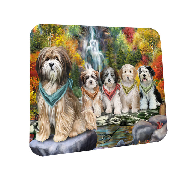 Scenic Waterfall Tibetan Terriers Dog Coasters Set of 4 CST49483