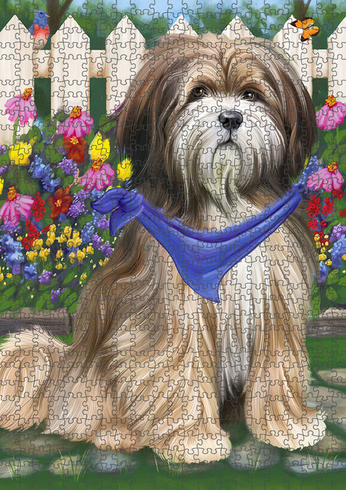 Spring Floral Tibetan Terrier Dog Puzzle with Photo Tin PUZL54222