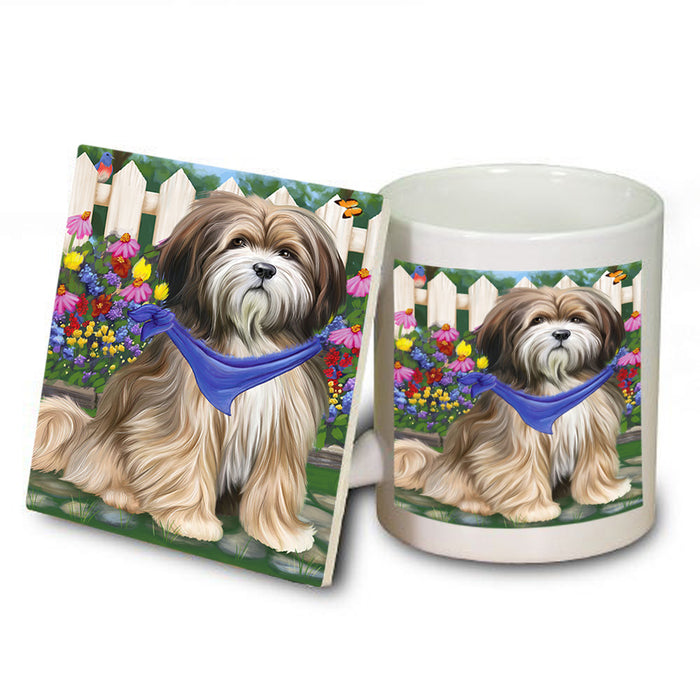 Spring Floral Tibetan Terrier Dog Mug and Coaster Set MUC52260