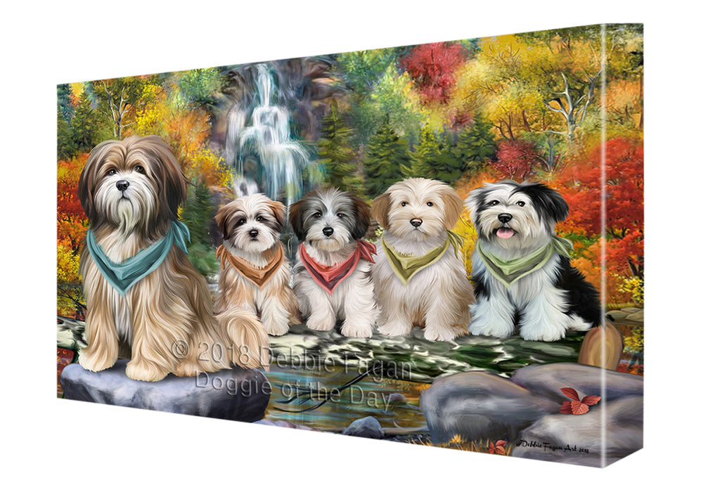Scenic Waterfall Tibetan Terriers Dog Canvas Wall Art CVS61329