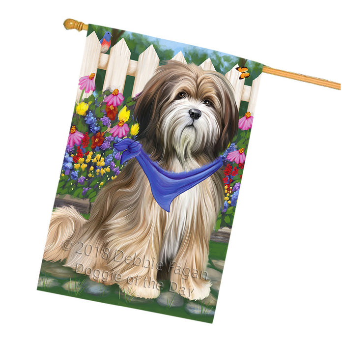 Spring Floral Tibetan Terrier Dog House Flag FLG50137