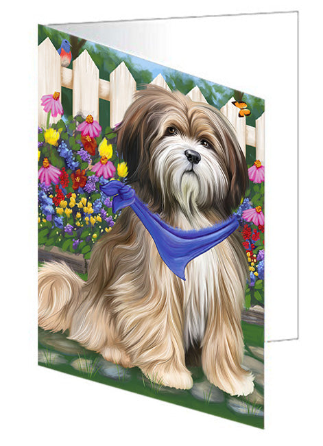 Spring Floral Tibetan Terrier Dog Handmade Artwork Assorted Pets Greeting Cards and Note Cards with Envelopes for All Occasions and Holiday Seasons GCD60554