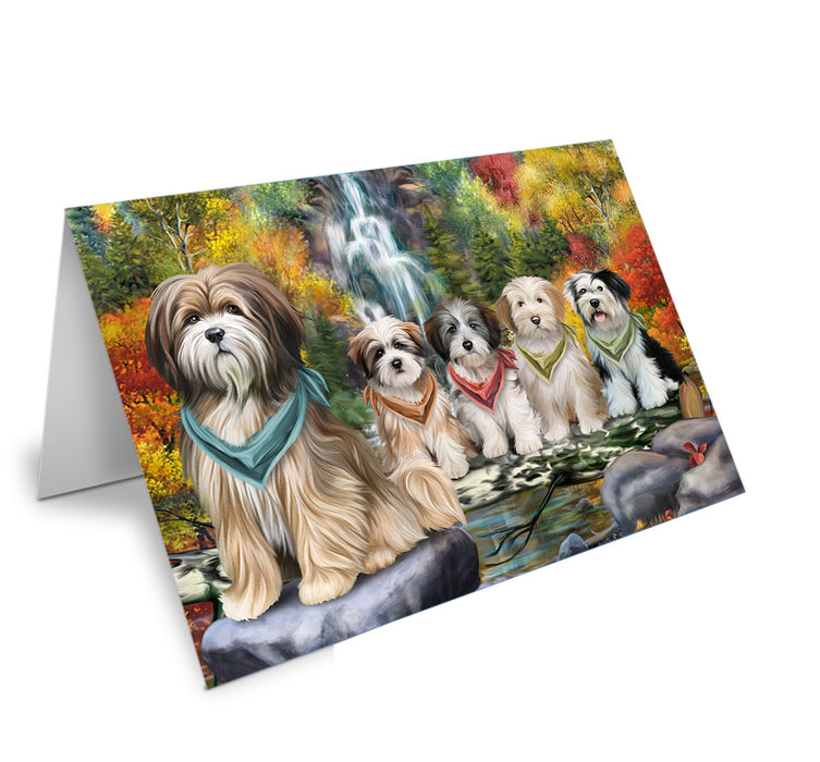 Scenic Waterfall Tibetan Terriers Dog Handmade Artwork Assorted Pets Greeting Cards and Note Cards with Envelopes for All Occasions and Holiday Seasons GCD52601