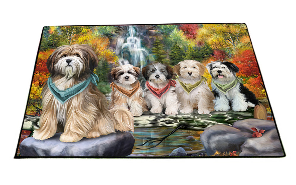 Scenic Waterfall Tibetan Terriers Dog Floormat FLMS49947