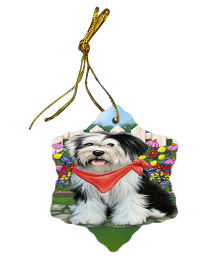 Spring Floral Tibetan Terrier Dog Star Porcelain Ornament SPOR52167
