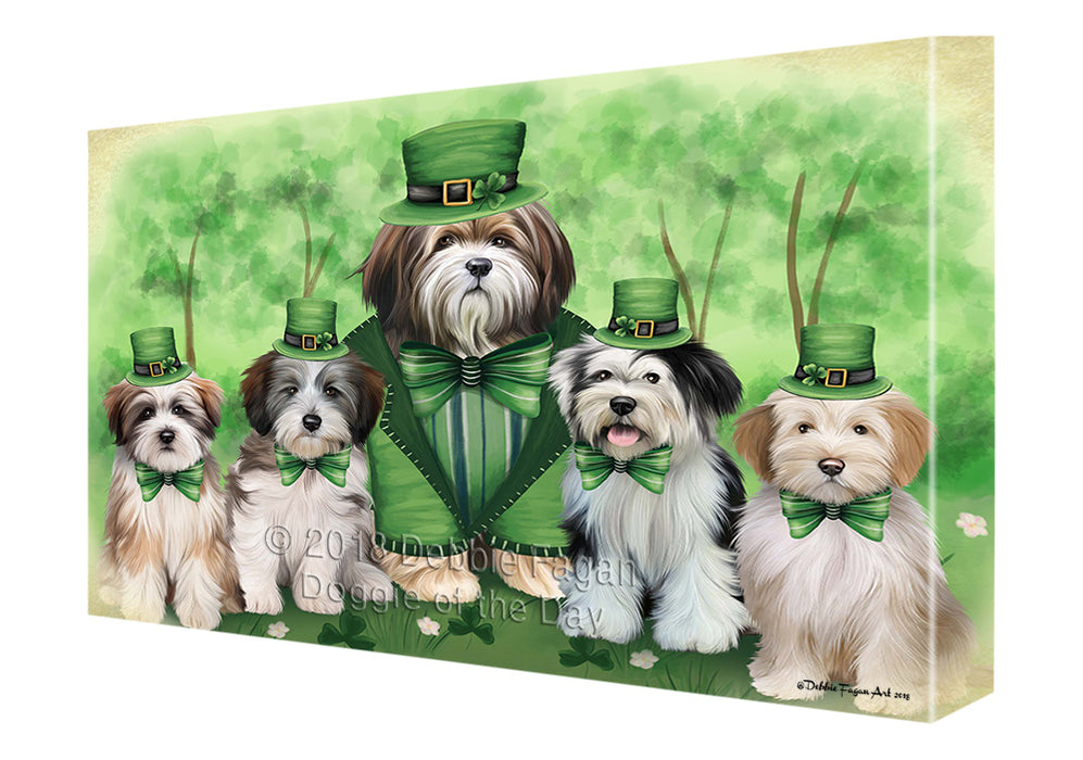 St. Patricks Day Irish Family Portrait Tibetan Terriers Dog Canvas Wall Art CVS59619