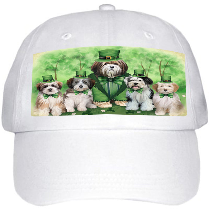 St. Patricks Day Irish Family Portrait Tibetan Terriers Dog Ball Hat Cap HAT51975