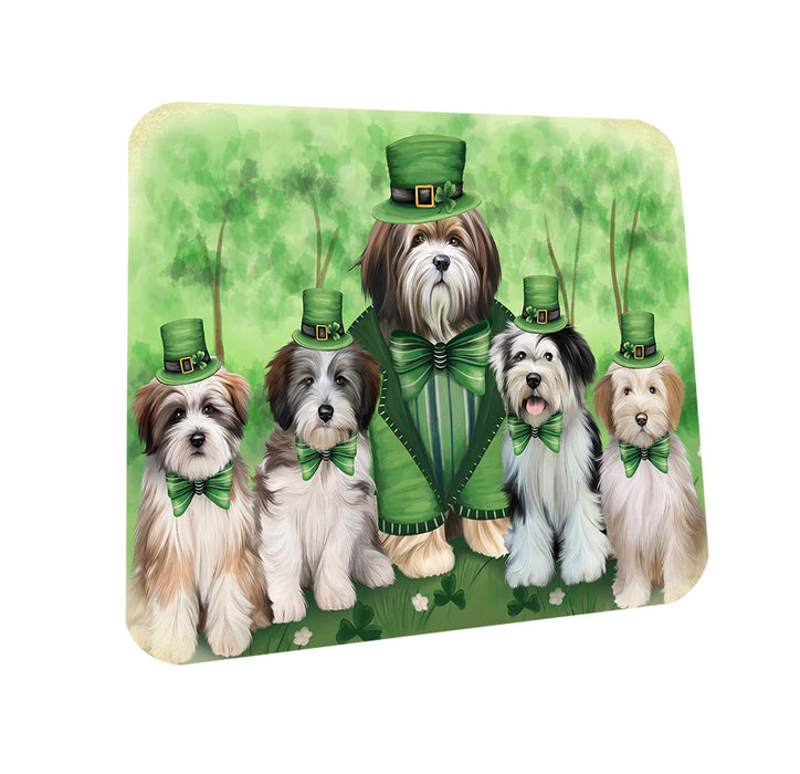 St. Patricks Day Irish Family Portrait Tibetan Terriers Dog Coasters Set of 4 CST49373