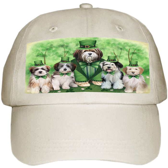 St. Patricks Day Irish Family Portrait Tibetan Terriers Dog Ball Hat Cap HAT51975