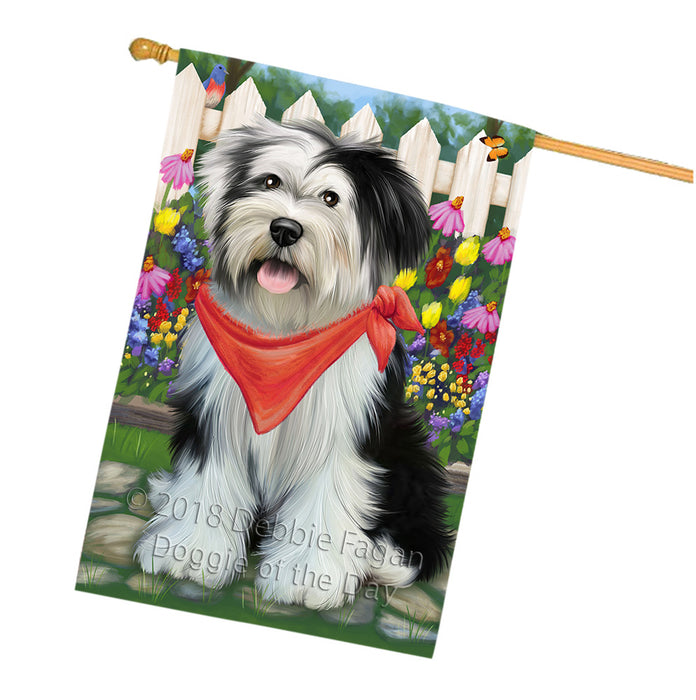 Spring Floral Tibetan Terrier Dog House Flag FLG50138