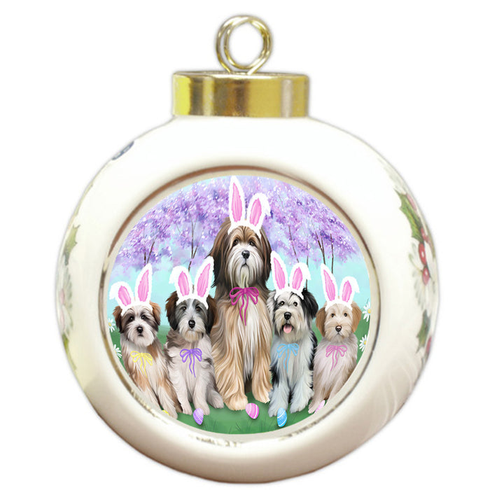 Tibetan Terriers Dog Easter Holiday Round Ball Christmas Ornament RBPOR49279