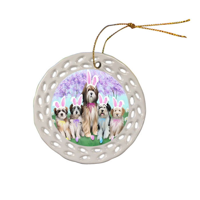 Tibetan Terriers Dog Easter Holiday Ceramic Doily Ornament DPOR49279