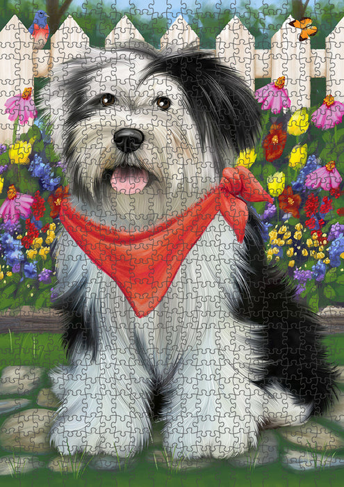 Spring Floral Tibetan Terrier Dog Puzzle with Photo Tin PUZL54225