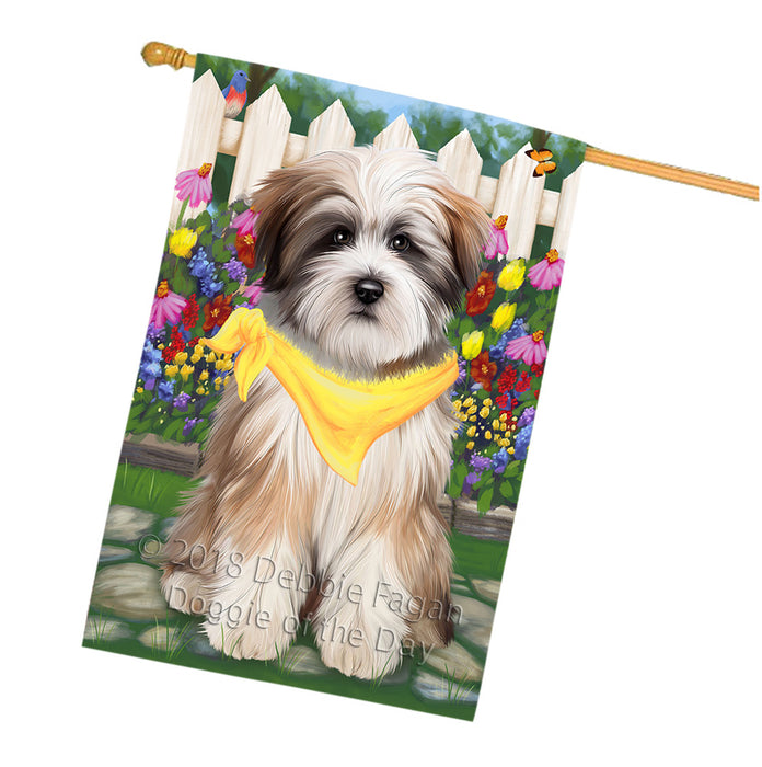 Spring Floral Tibetan Terrier Dog House Flag FLG50139