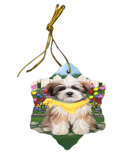 Spring Floral Tibetan Terrier Dog Star Porcelain Ornament SPOR52168