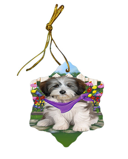 Spring Floral Tibetan Terrier Dog Star Porcelain Ornament SPOR52169