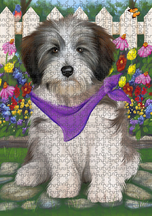 Spring Floral Tibetan Terrier Dog Puzzle with Photo Tin PUZL54231