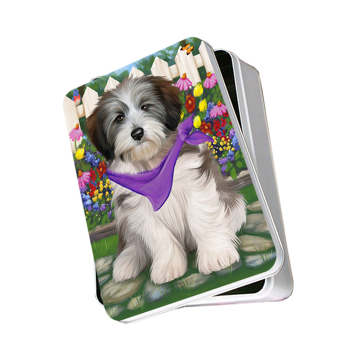 Spring Floral Tibetan Terrier Dog Photo Storage Tin PITN51834