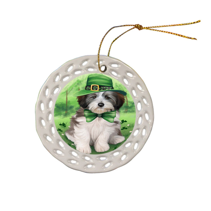 St. Patricks Day Irish Portrait Tibetan Terrier Dog Ceramic Doily Ornament DPOR49416