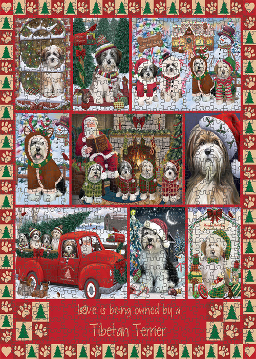 Love is Being Owned Christmas Tibetan Terrier Dogs Puzzle with Photo Tin PUZL99520