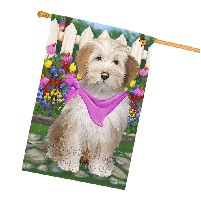Spring Floral Tibetan Terrier Dog House Flag FLG50141
