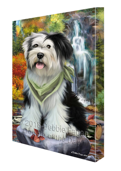 Scenic Waterfall Tibetan Terrier Dog Canvas Wall Art CVS61365