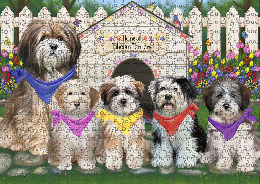 Spring Dog House Tibetan Terriers Dog Puzzle with Photo Tin PUZL54108