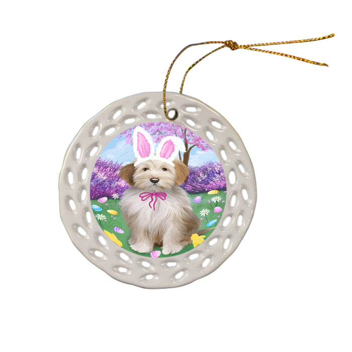Tibetan Terrier Dog Easter Holiday Ceramic Doily Ornament DPOR49282