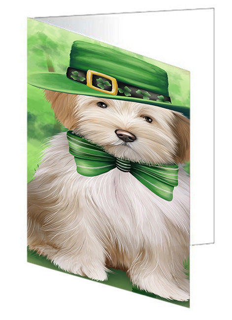 St. Patricks Day Irish Portrait Tibetan Terrier Dog Handmade Artwork Assorted Pets Greeting Cards and Note Cards with Envelopes for All Occasions and Holiday Seasons GCD52280