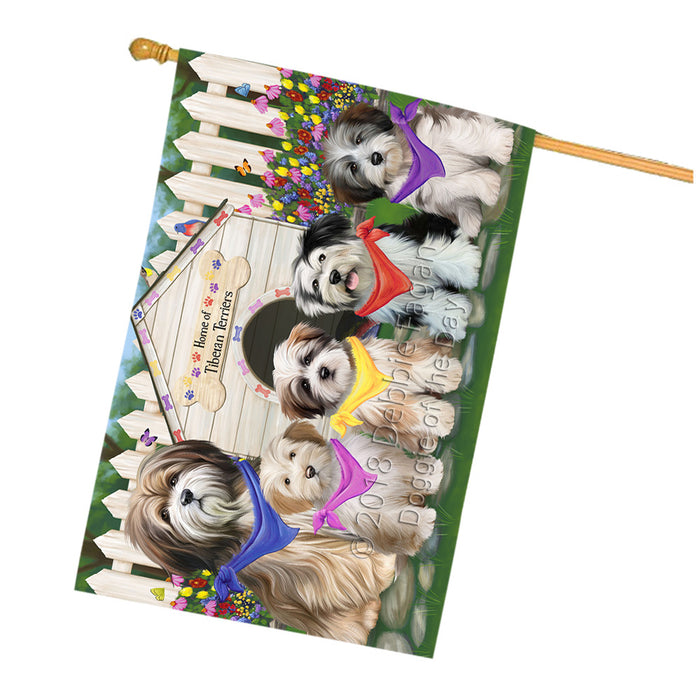 Spring Dog House Tibetan Terriers Dog House Flag FLG50099