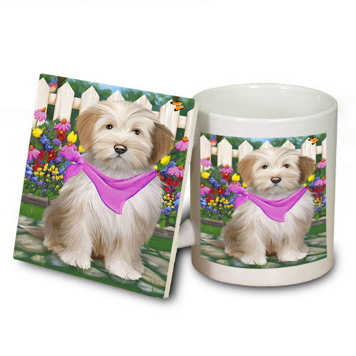 Spring Floral Tibetan Terrier Dog Mug and Coaster Set MUC52264