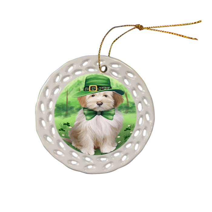 St. Patricks Day Irish Portrait Tibetan Terrier Dog Ceramic Doily Ornament DPOR49417