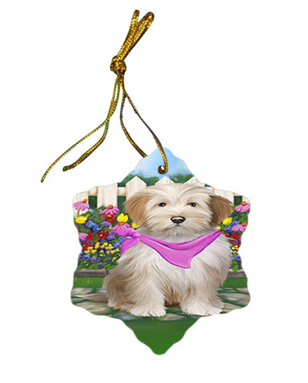 Spring Floral Tibetan Terrier Dog Star Porcelain Ornament SPOR52170
