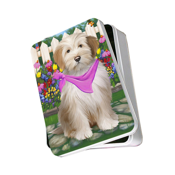 Spring Floral Tibetan Terrier Dog Photo Storage Tin PITN51835