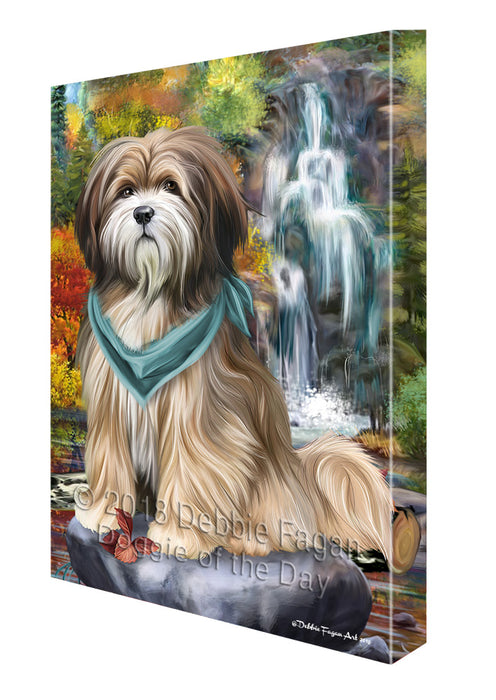 Scenic Waterfall Tibetan Terrier Dog Canvas Wall Art CVS61374