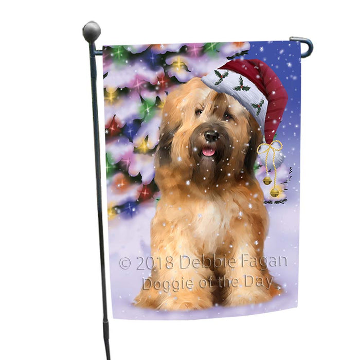Winterland Wonderland Tibetan Terrier Dog In Christmas Holiday Scenic Background Garden Flag GFLG56033