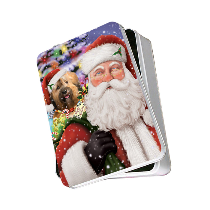 Santa Carrying Tibetan Terrier Dog and Christmas Presents Photo Storage Tin PITN55486