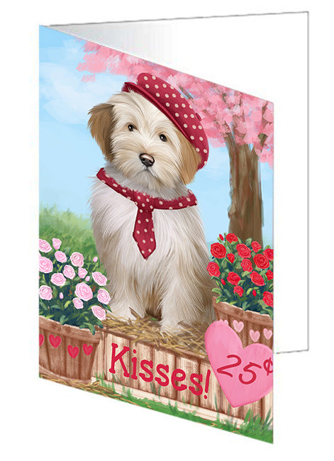 Rosie 25 Cent Kisses Tibetan Terrier Dog Handmade Artwork Assorted Pets Greeting Cards and Note Cards with Envelopes for All Occasions and Holiday Seasons GCD73253