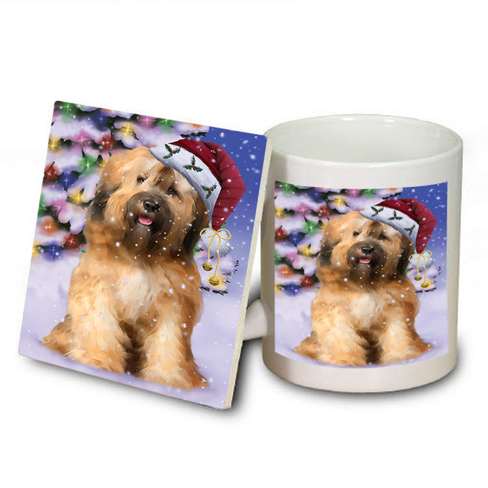 Winterland Wonderland Tibetan Terrier Dog In Christmas Holiday Scenic Background Mug and Coaster Set MUC55732