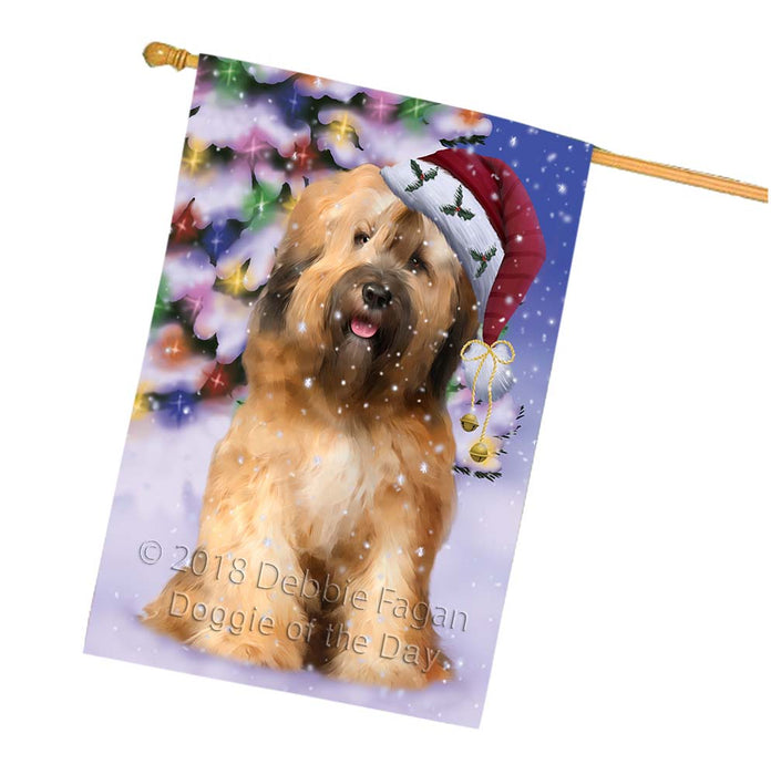 Winterland Wonderland Tibetan Terrier Dog In Christmas Holiday Scenic Background House Flag FLG56169